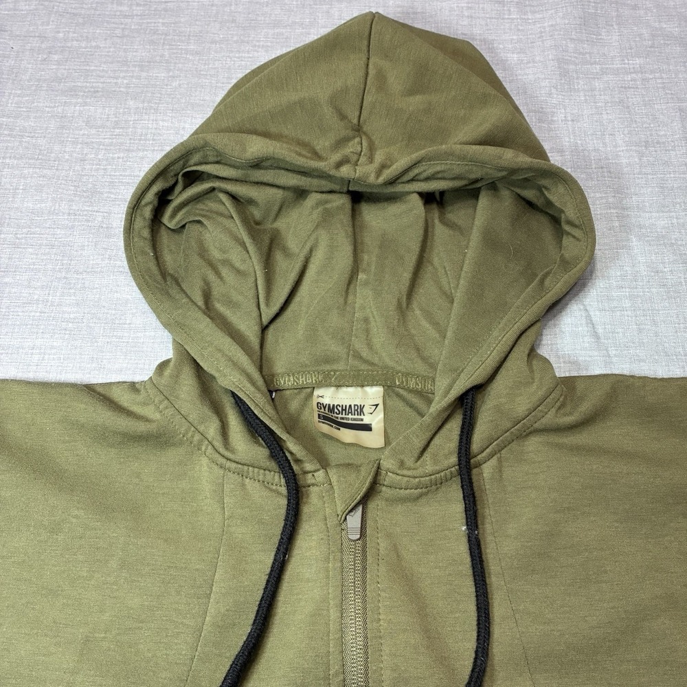Gymshark Cropped Hoodie Womens Small Green Black Full Zip Hood Athletic - Picture 2 of 10